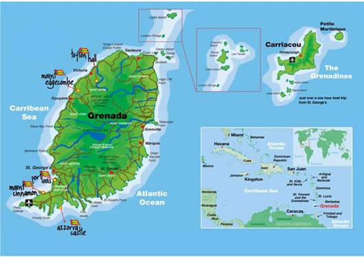 格林纳达是一个小岛国,位于东加勒比海,委内瑞拉东北部515英里,迈阿密