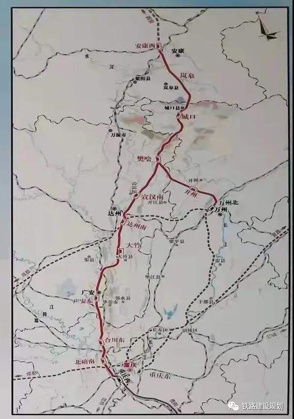 起自在建西安至安康高速铁路安康西站,经岚皋,城口,宣汉,达州,大竹
