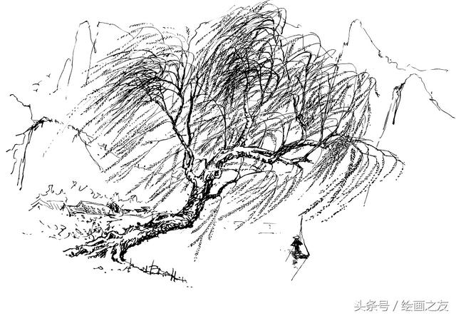画柳树的画法，山水画中柳树的画法