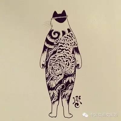 贵族猫纹身图，60张宠物爱好者的猫咪纹身照片