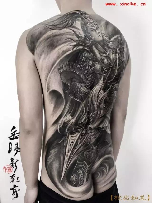 战神赵云纹身图案大全，赵云之枪出如龙岳阳新刺客纹身作品