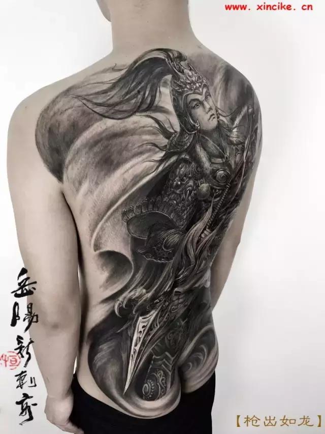 战神赵云纹身图案大全，赵云之枪出如龙岳阳新刺客纹身作品