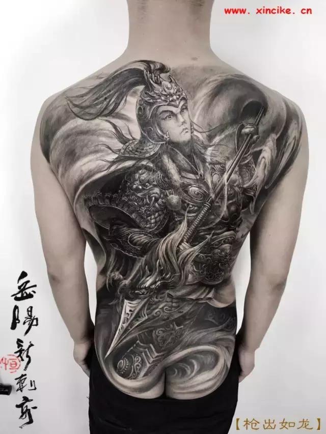 战神赵云纹身图案大全，赵云之枪出如龙岳阳新刺客纹身作品
