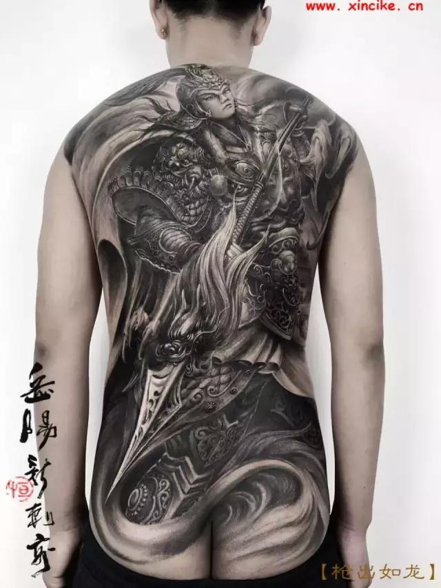 战神赵云纹身图案大全，赵云之枪出如龙岳阳新刺客纹身作品