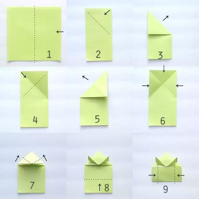 幼儿园青蛙手工折纸，折纸，一只蹦蹦跳跳的小青蛙