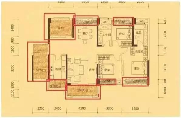 南北通透户型图，6种最佳户型图（187㎡四室两厅三卫）