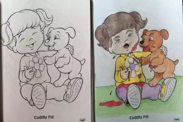 儿童涂色本在成年人手中变成另一番面貌,可以说相当变态