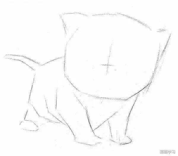 小猫素描简单画法，动物素描入门基础训练