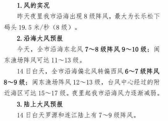 福州台风最新消息，今日福州台风几级（台风“泰利”今夜登陆）