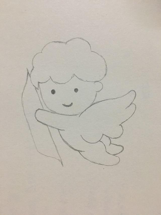 简笔画大全可爱简单漂亮小天使，简笔画小天使的画法