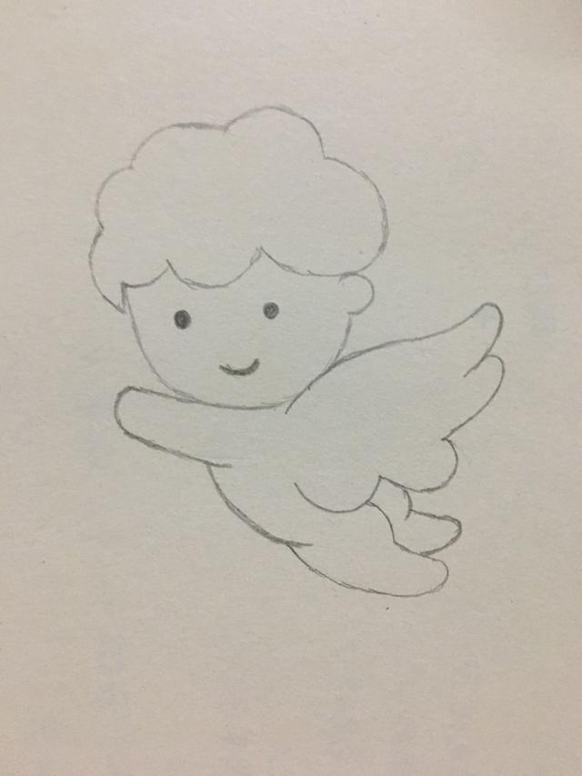 简笔画大全可爱简单漂亮小天使，简笔画小天使的画法