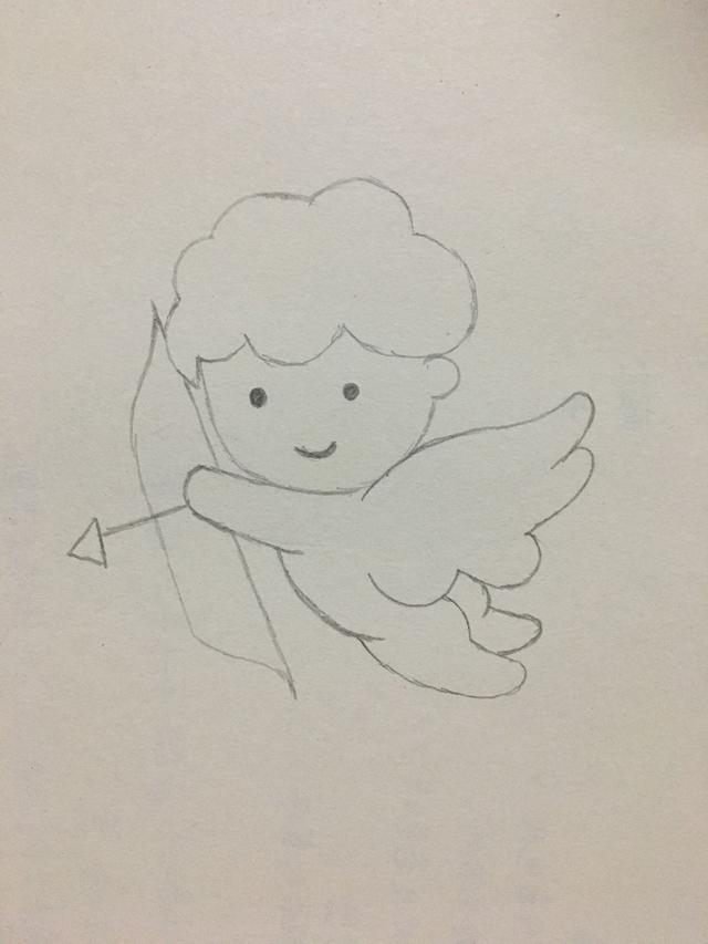 简笔画大全可爱简单漂亮小天使，简笔画小天使的画法