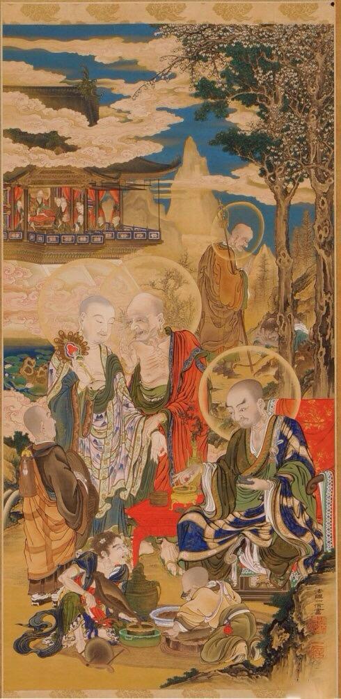 龚明华十八罗汉人物画，精品国画人物画《十八罗汉》组图装裱有框作品九幅图系列之二