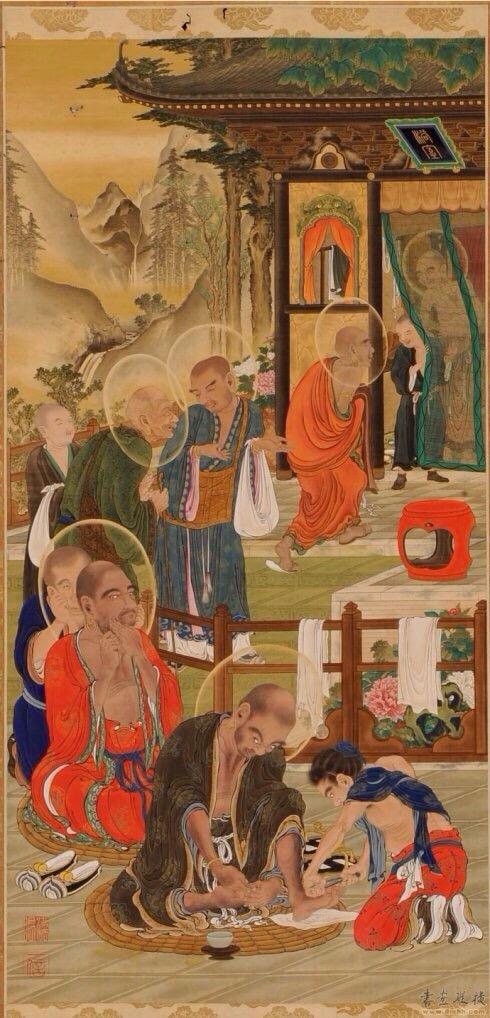 龚明华十八罗汉人物画，精品国画人物画《十八罗汉》组图装裱有框作品九幅图系列之二