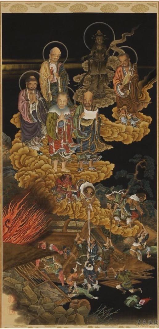 龚明华十八罗汉人物画，精品国画人物画《十八罗汉》组图装裱有框作品九幅图系列之二