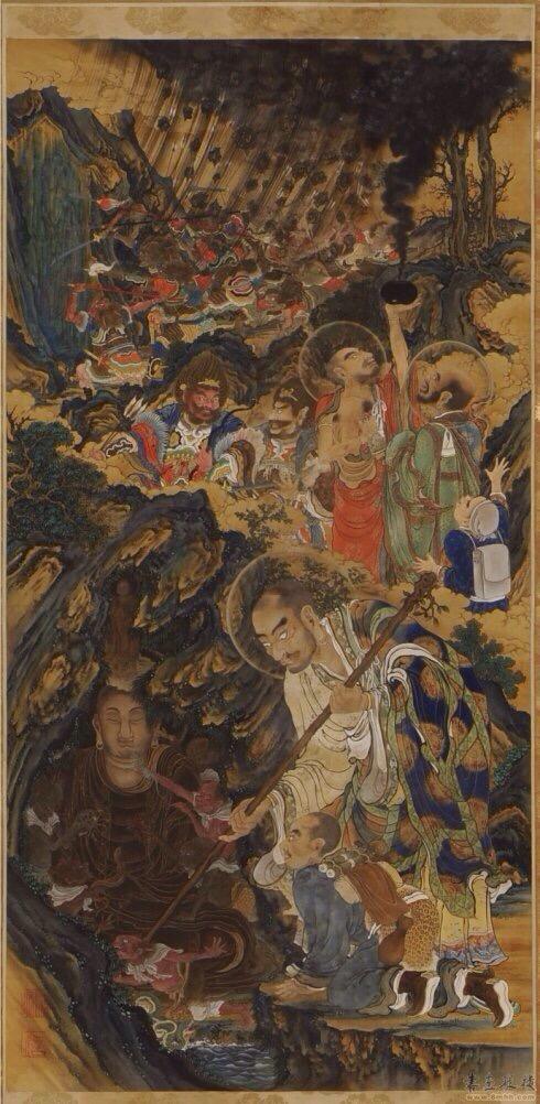 龚明华十八罗汉人物画，精品国画人物画《十八罗汉》组图装裱有框作品九幅图系列之二