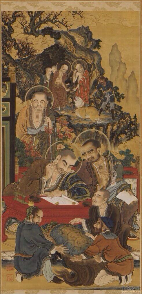 龚明华十八罗汉人物画，精品国画人物画《十八罗汉》组图装裱有框作品九幅图系列之二