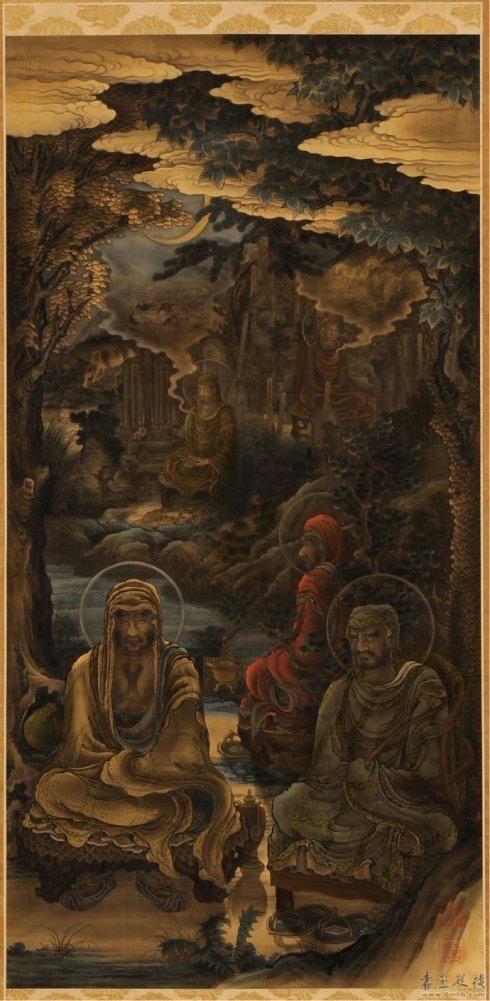 龚明华十八罗汉人物画，精品国画人物画《十八罗汉》组图装裱有框作品九幅图系列之二