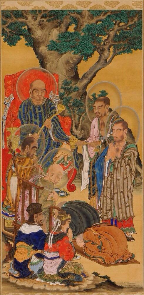 龚明华十八罗汉人物画，精品国画人物画《十八罗汉》组图装裱有框作品九幅图系列之二