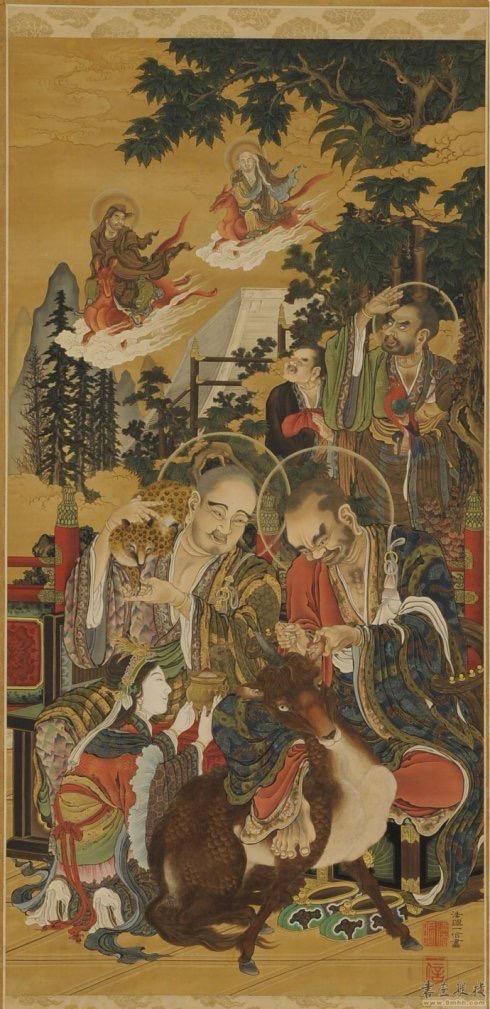 龚明华十八罗汉人物画，精品国画人物画《十八罗汉》组图装裱有框作品九幅图系列之二