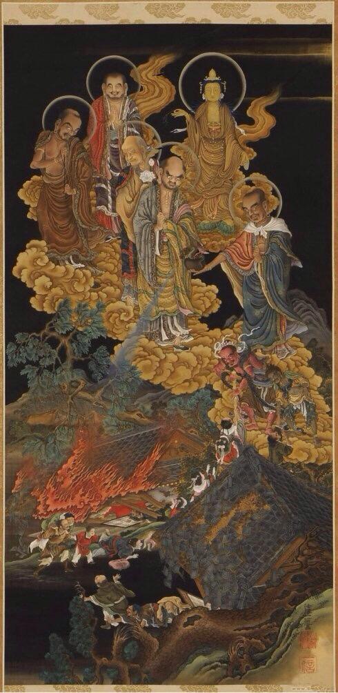 龚明华十八罗汉人物画，精品国画人物画《十八罗汉》组图装裱有框作品九幅图系列之二
