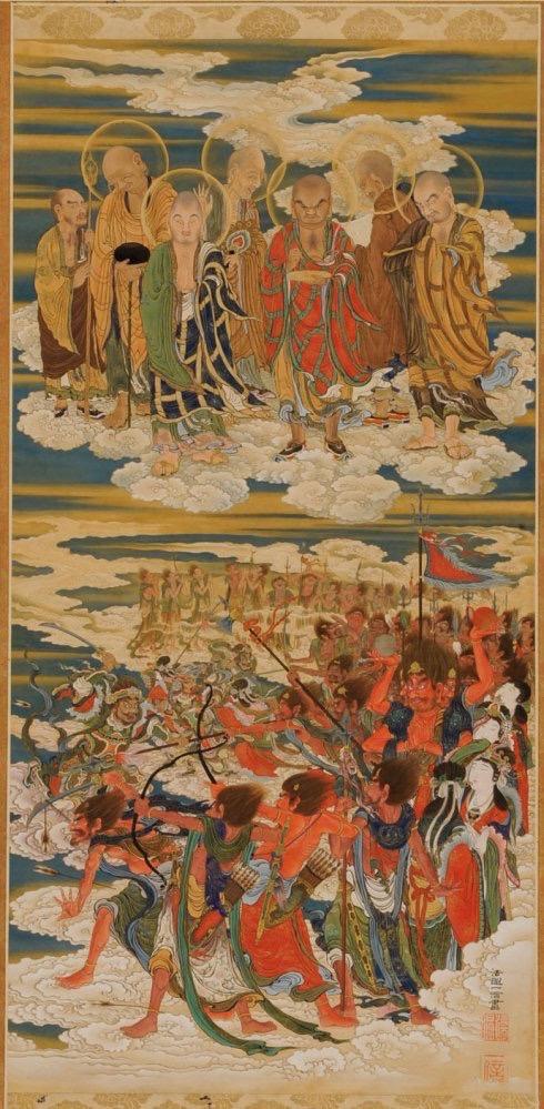 龚明华十八罗汉人物画，精品国画人物画《十八罗汉》组图装裱有框作品九幅图系列之二