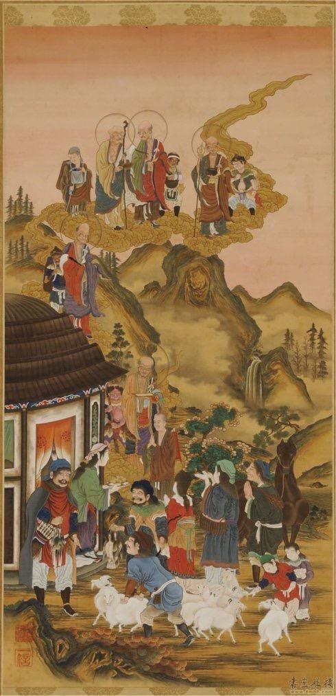 龚明华十八罗汉人物画，精品国画人物画《十八罗汉》组图装裱有框作品九幅图系列之二