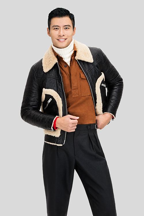 男士皮衣搭配图片，男士中长款皮衣怎么搭配好看