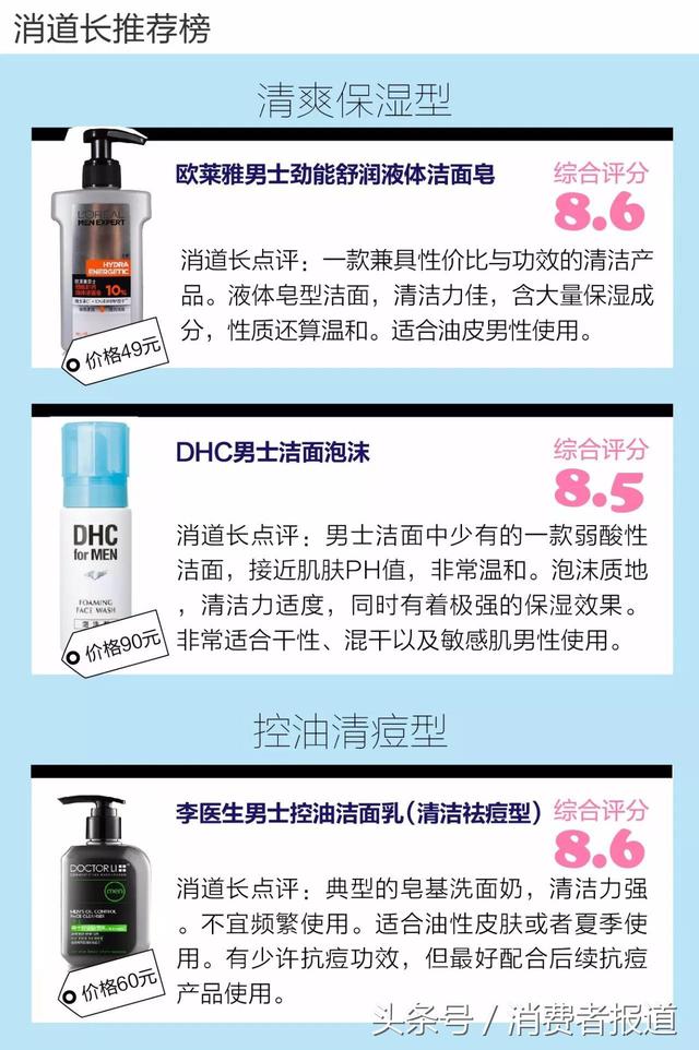 洁面乳男士哪个好用，盘点目前口碑较好的男士洗面奶