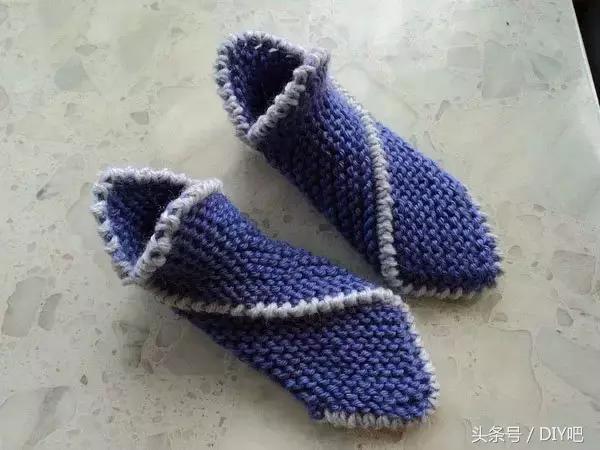 手工编织毛线拖鞋简单款式，简单实用的大人小孩毛线拖鞋针织方法图解