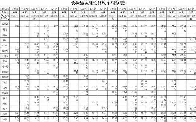 长沙到株洲城际铁路时刻表查询，长株潭城铁时刻表长沙到株洲（长株潭城铁运行将有重大调整）