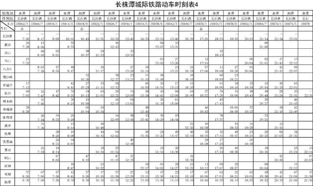 长沙到株洲城际铁路时刻表查询，长株潭城铁时刻表长沙到株洲（长株潭城铁运行将有重大调整）