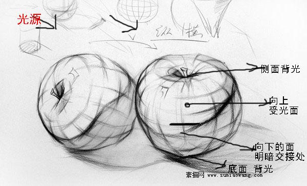 苹果画法最简单的图，美术基础苹果的画法
