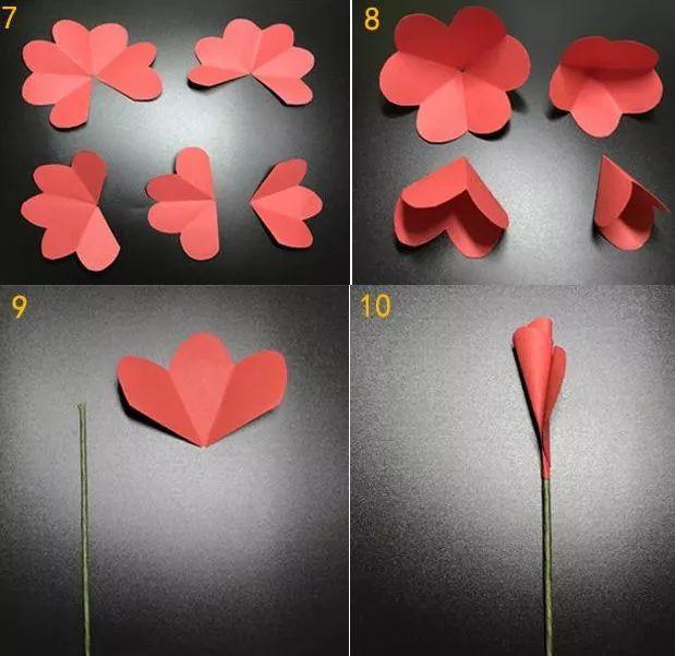 用卡纸做玫瑰花，简单又好看的手工折纸玫瑰花（梅子教你DIY玫瑰花折纸）