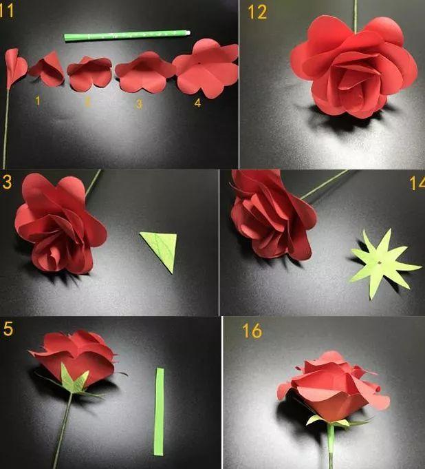 用卡纸做玫瑰花，简单又好看的手工折纸玫瑰花（梅子教你DIY玫瑰花折纸）