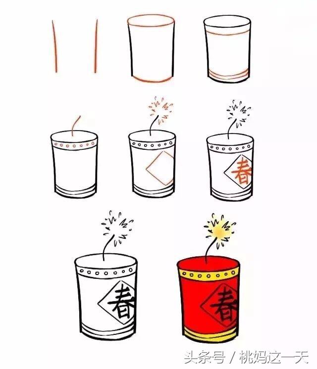 春节年味手抄报简笔画，年味浓浓的简笔画