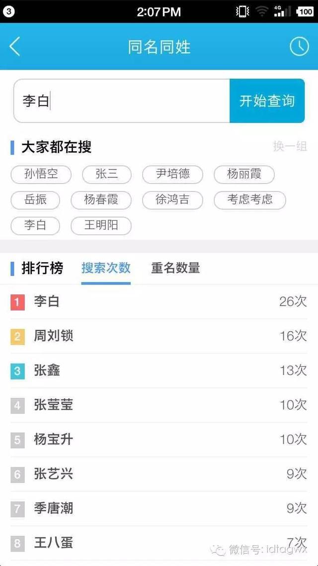 全国各有多少个同名同姓，看看全国有多少个重名的你