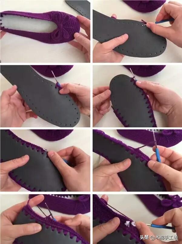钩鞋子教程从头到尾纯色，像我这样手工钩编一双