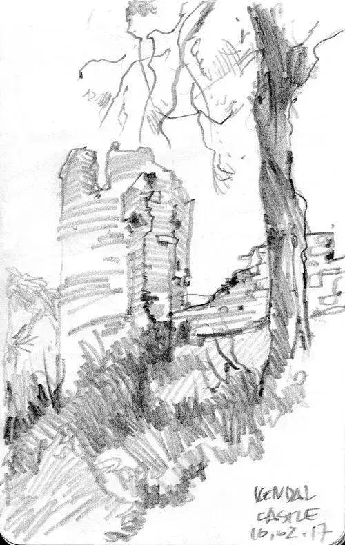 超简单风景速写入门初学者，适合初学者学习的速写中植物配景的画法图解教程