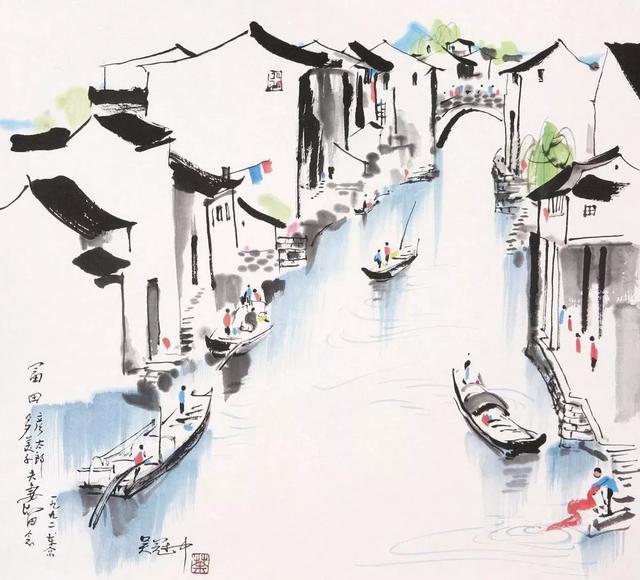 吴冠中江南水乡水墨画，江南水乡吴冠中水墨画（吴冠中笔下的别样江南）