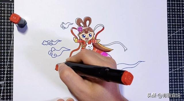 中秋节的嫦娥怎么画简单又漂亮，中秋节主题画第五款嫦娥画法