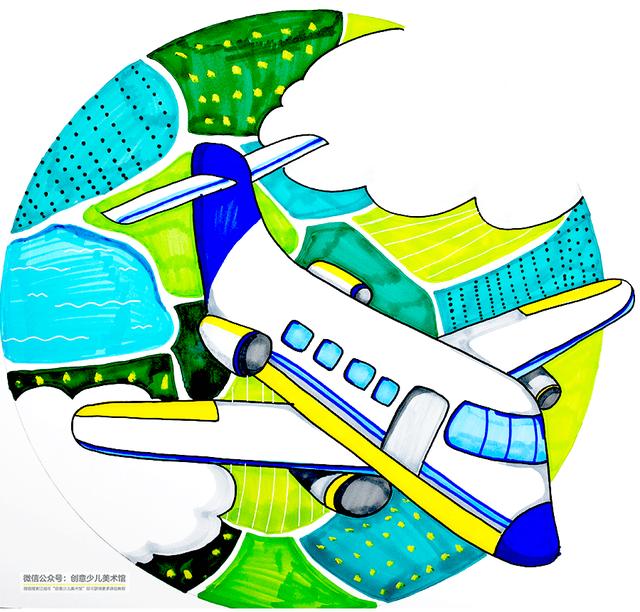 大飞机儿童画简单画法，创意儿童画--教你画超酷的飞机