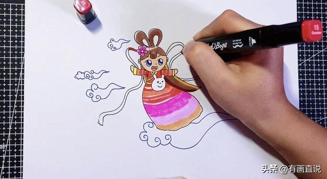 中秋节的嫦娥怎么画简单又漂亮，中秋节主题画第五款嫦娥画法
