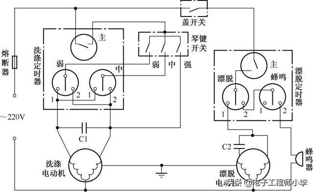 洗衣机电机接线图，洗衣机完整版电路图