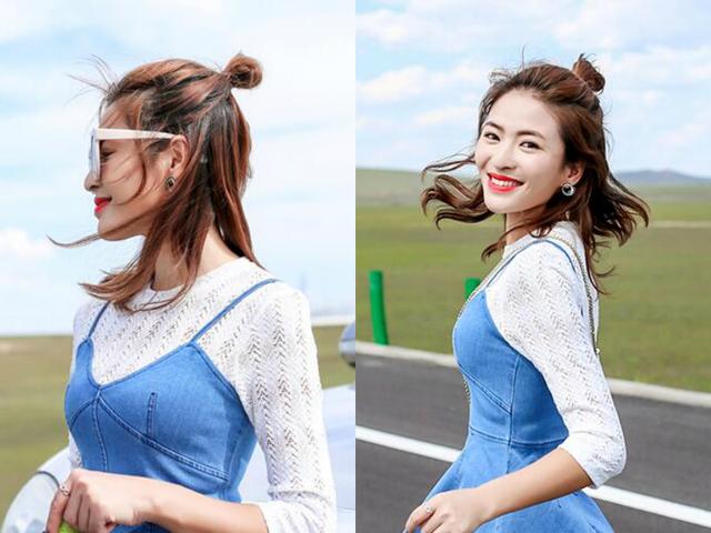 短发扎出好看的丸子头，18张可爱又迷人的韩式短发半扎式丸子头发型