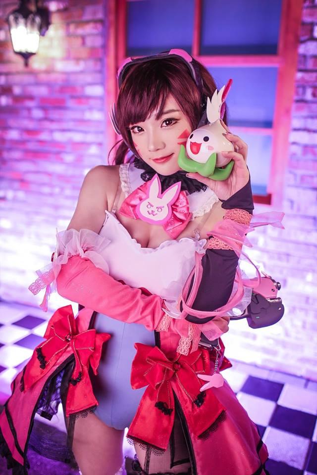 守望先锋黑猫露娜cos，韩国美女COSER演绎守望先锋魔法D.VA