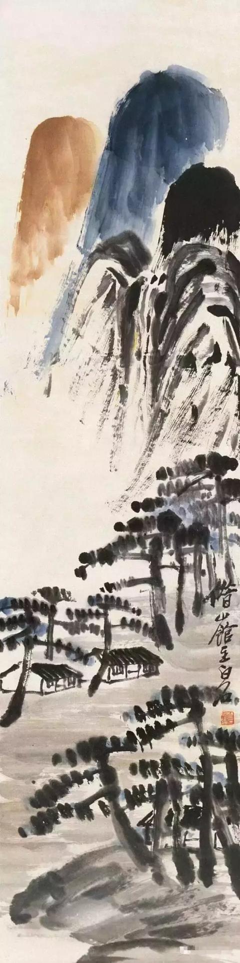 瀑布山水画图片，齐白石经典山水画瀑布