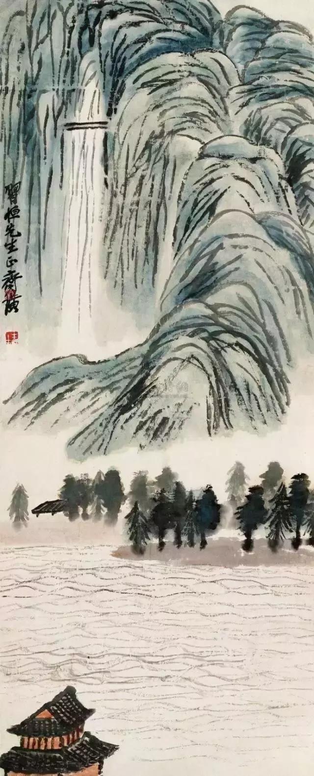 瀑布山水画图片，齐白石经典山水画瀑布