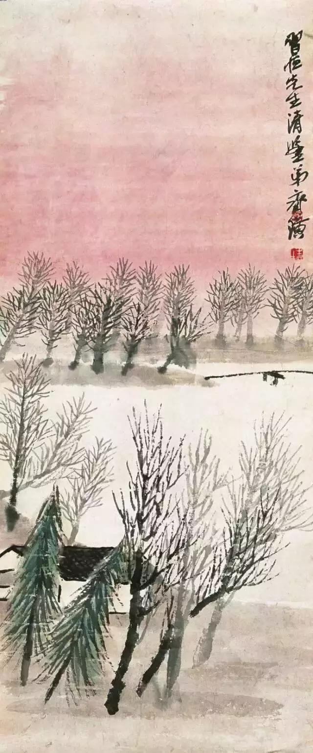 瀑布山水画图片，齐白石经典山水画瀑布