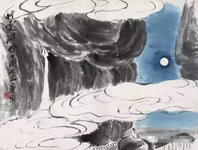 瀑布山水画图片，齐白石经典山水画瀑布
